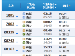 新火车时刻表（韩城至西安最新火车时刻表）